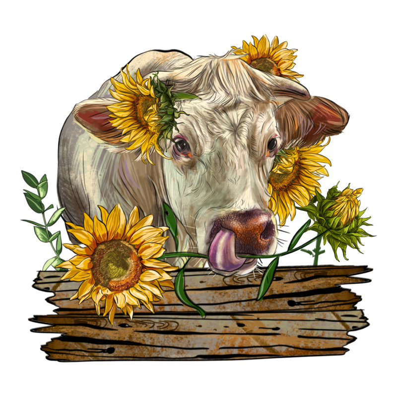 Charolais Cow With Sunflowers Premium Tee by LillyAllenDesigns | Teevron