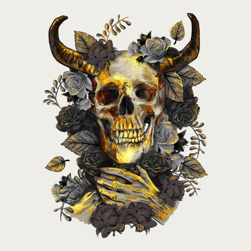 Bull Human Skull With Gold Roses Zipper Hoodie by RanaPortraitStore | Teevron