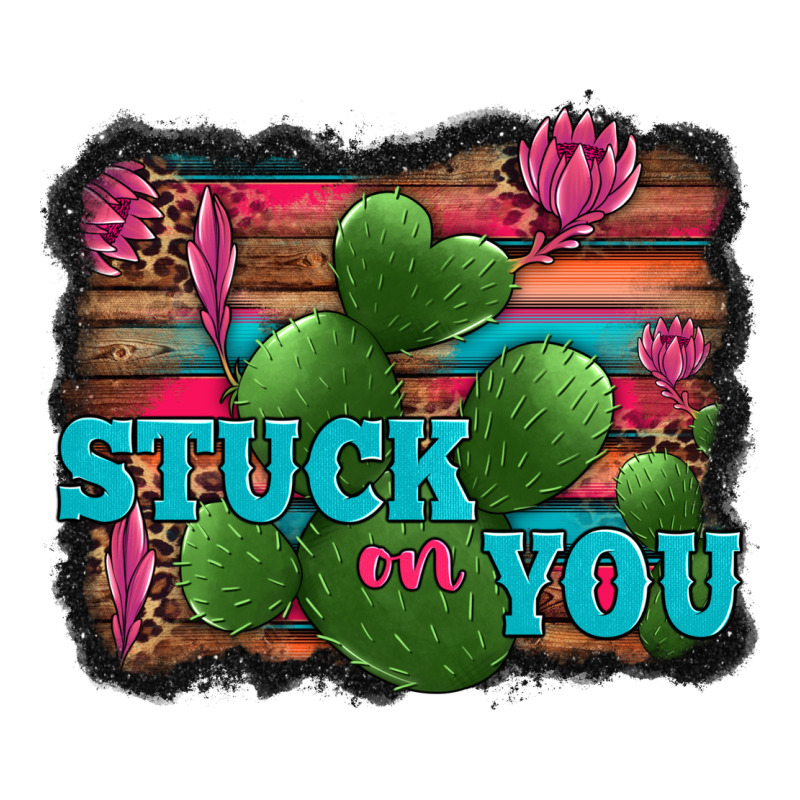Stuck On You Heart Cactus Serape Leopard Background Premium Hoodie by Jasminsmagicworld | Teevron