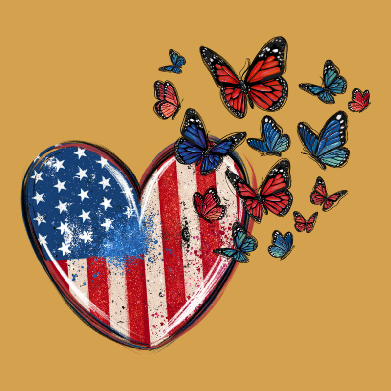 4th Of July American Flag Heart Butterfly Urban Hoodie by MaliasSmallBusiness | Teevron