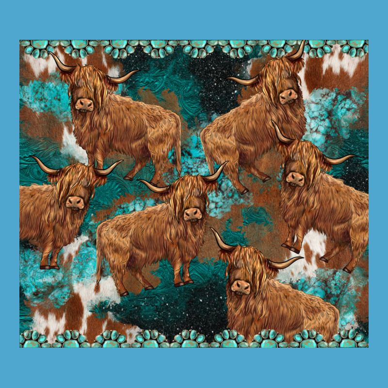 Turquoises Gemstones Cowhide Highlands Cow Premium Hoodie by BarkalooDesign | Teevron