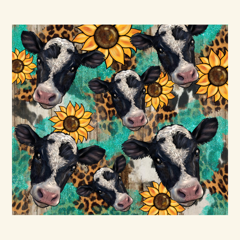 Western Leopard Sunflower Black And White  Cow Premium Hoodie by BarkalooDesign | Teevron