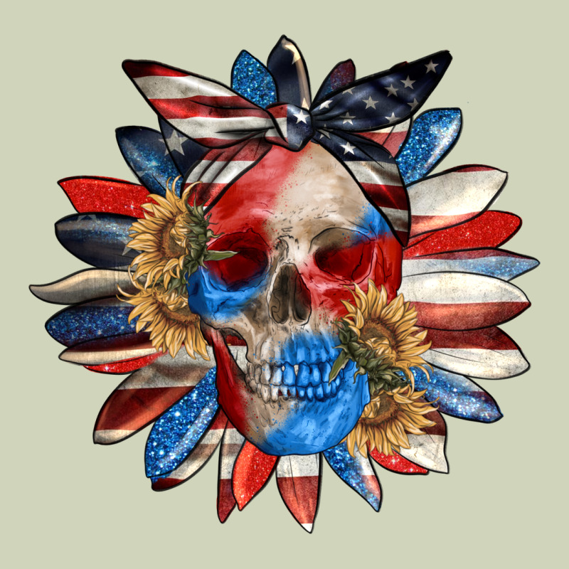 4th Of July Sunflower Skull 4th Of July Heavyweight Hoodie by CowGirlArtShop | Teevron