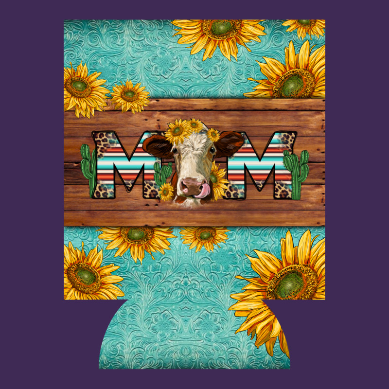 Mom Hereford Cattle Sunflowers On Tooled Leather Regular Can Cooler Premium Hoodie by BarkalooDesign | Teevron