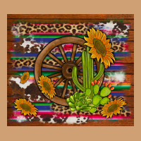 Cactus And Sunflowers With Old Wheel Serape Leopard Cowhide Background Vintage Tee | Teevron