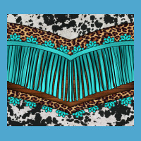 Western Cowhide Leopard Turquoise Fringed Premium Hoodie | Teevron