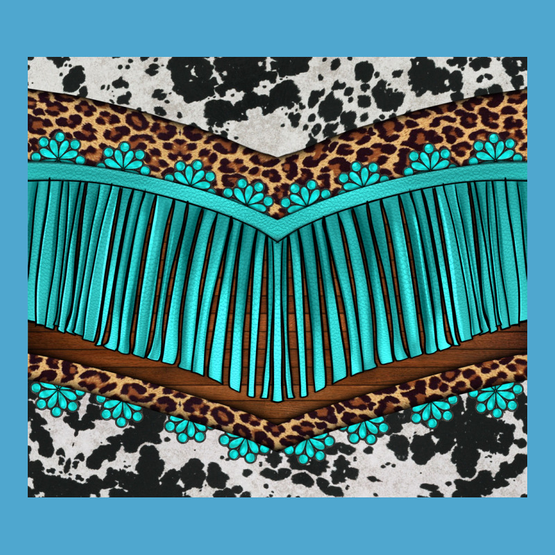 Western Cowhide Leopard Turquoise Fringed Premium Hoodie by BarkalooDesign | Teevron