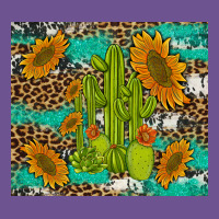 Cactus And Sunflowers Turquoise Leopard Cowhide Vintage Tee | Teevron