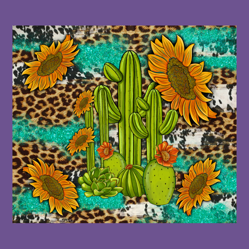 Cactus And Sunflowers Turquoise Leopard Cowhide Vintage Tee by Artiststas | Teevron