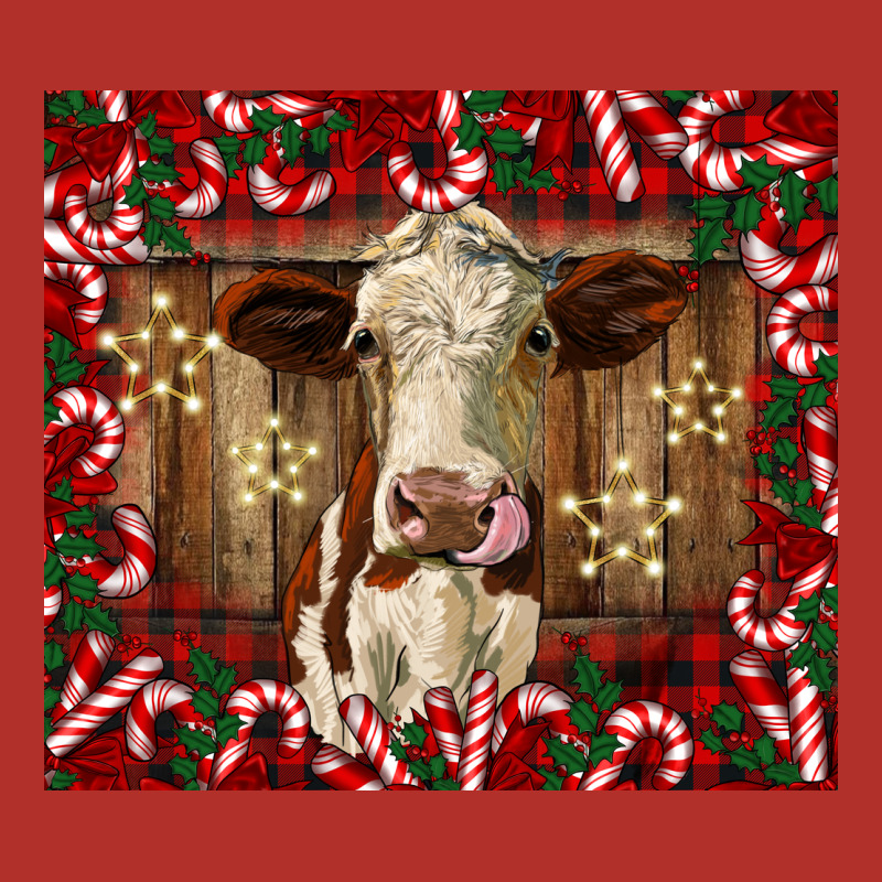 Christmas Heifer With Candy Canes Premium Hoodie by BarkalooDesign | Teevron