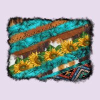 Western Aztec Sunflowers Turquoise Cowhide Background Premium Hoodie | Teevron