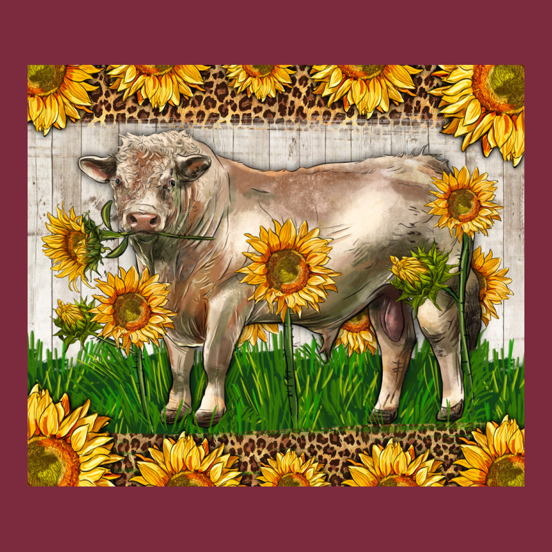 Western Charolais Bull With Sunflowers Premium Hoodie by LillyAllenDesigns | Teevron