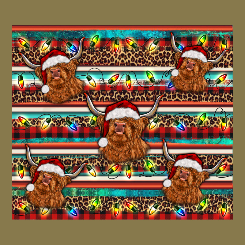 Christmas Turquoise Serape Highland Cow Premium Hoodie by BarkalooDesign | Teevron