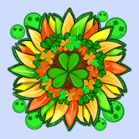 Sunflower With St Patricks Smiley Face And Shamrock With Glitter Urban Heavy Tee | Teevron