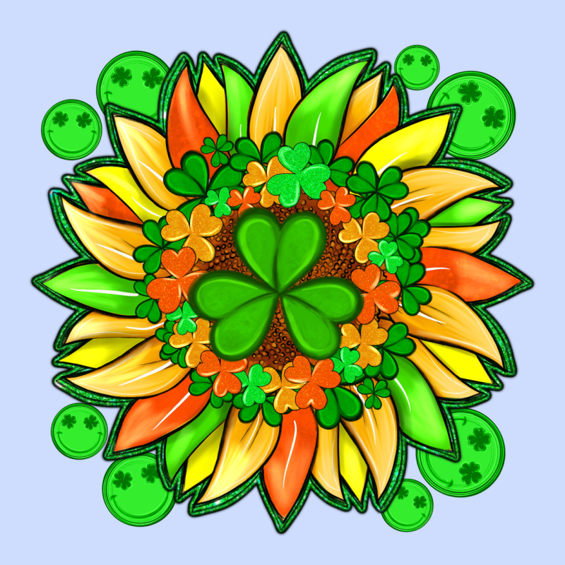 Sunflower With St Patricks Smiley Face And Shamrock With Glitter Urban Heavy Tee by Artiststas | Teevron