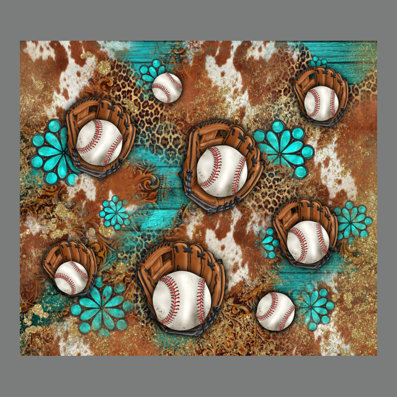 Baseball Turquoise Gemstones Western Patterns Premium Hoodie by BarkalooDesign | Teevron