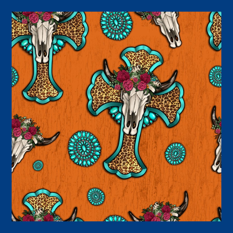 Western Cross And Bull Skull Seamless Pattern Premium Sweatshirt by HRA Design Shop | Teevron