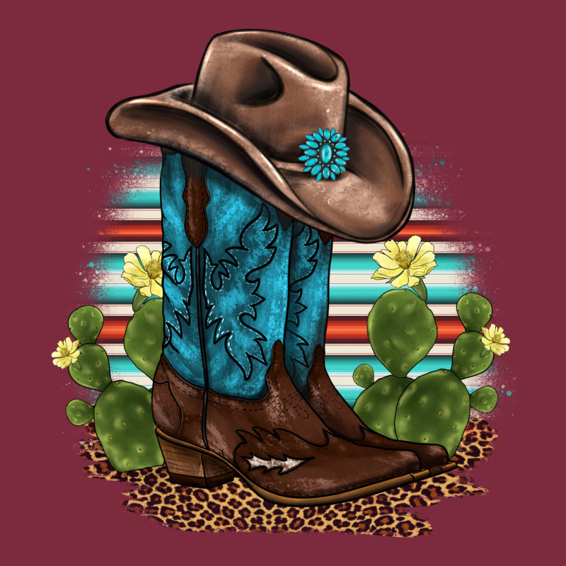 Western Boots And Hat Cactus Leopard Serape Pattern Premium Hoodie by BarkalooDesign | Teevron