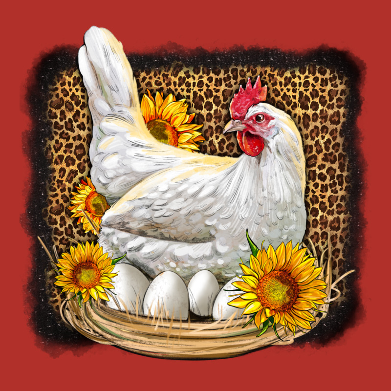 Perched Chicken With Sunflowers Leopard Background Premium Hoodie by LillyAllenDesigns | Teevron