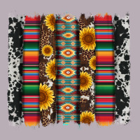 Cowhıde Aztec Serape Wıth Leopard And Sunflowers Brushstroke Vintage Tee | Teevron