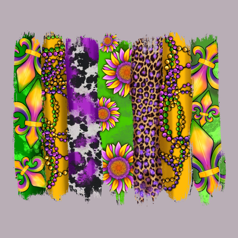 Mardi Gras Sunflower Fleur De Lis Leopard Cowhide Brushstrokes Vintage Tee by Artiststas | Teevron