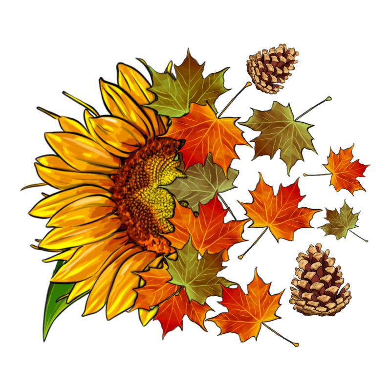 Sunflower And Autumn Leaves Heavyweight Hoodie by HRA Design Shop | Teevron
