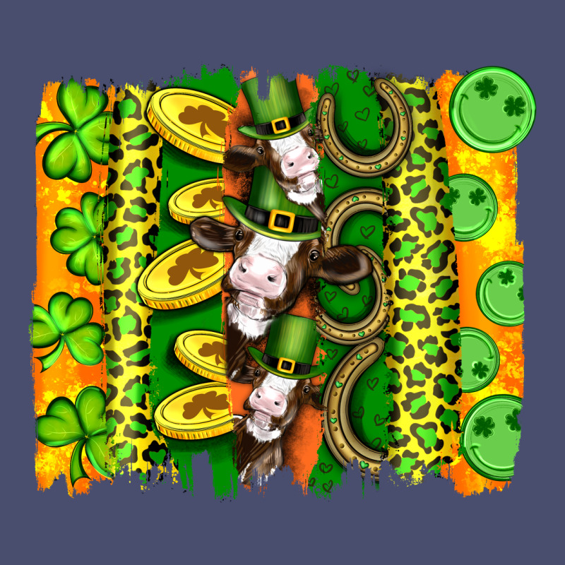 St Patricks Cow And Coin Wıth Clovers And Leopard Brushstrokes Vintage Tee by Artiststas | Teevron