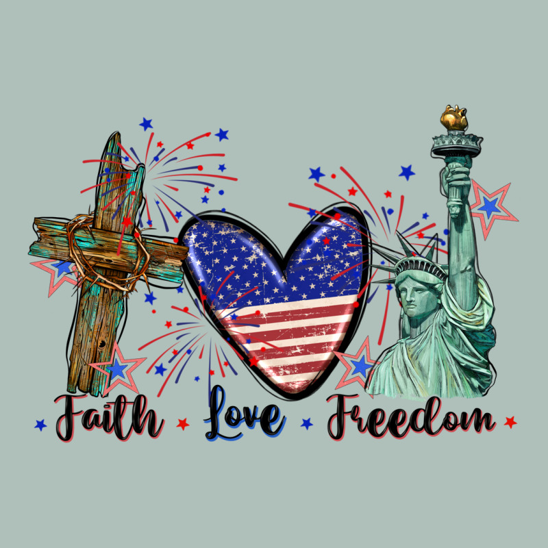 Faith Love Freedom 4th Of July Heavyweight Hoodie by CowGirlArtShop | Teevron