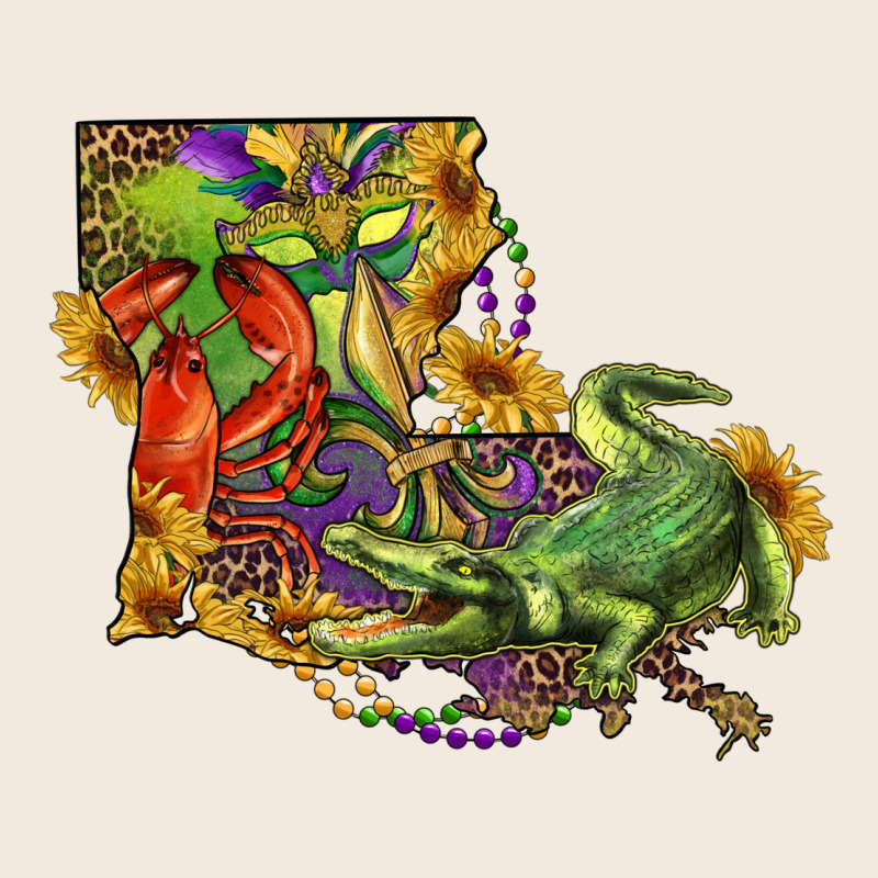 Louisiana Map With Mardi Gras Crocodile Zipper Hoodie by RanaPortraitStore | Teevron
