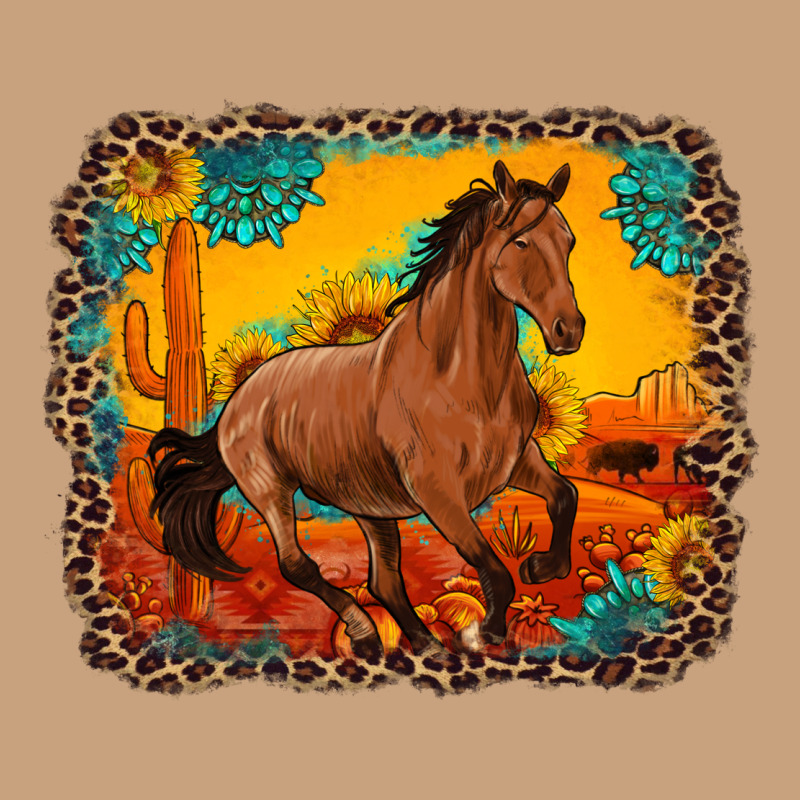 Horse With Sunflowers Turquoise Gemstone Western Sunset Leopard Backgr Vintage Tee by Artiststas | Teevron