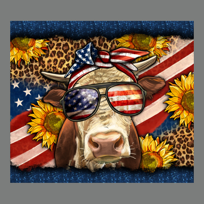 Western 4th Of July Cow Premium Hoodie by LillyAllenDesigns | Teevron