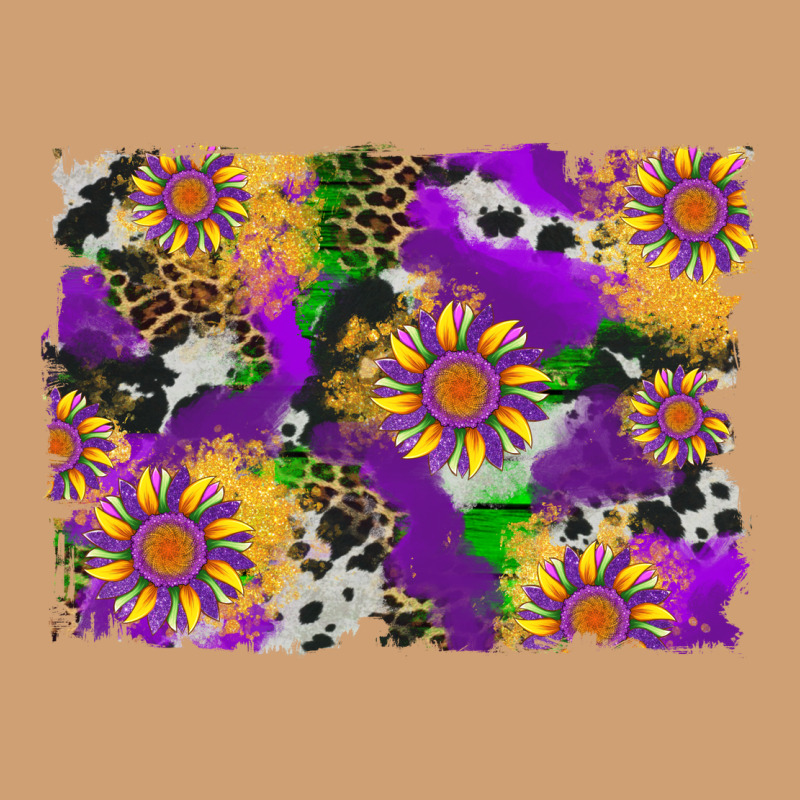 Mardi Gras Sunflower Cowhide Leopard And Glitter Background Vintage Tee by Artiststas | Teevron