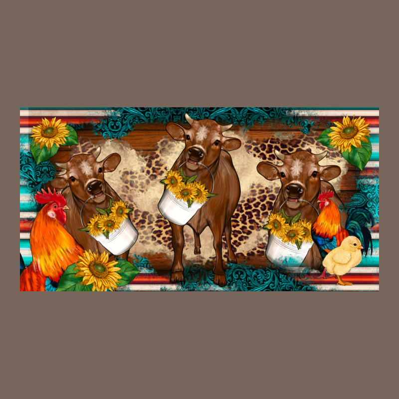 Western Cow Cockerel Chick  Serape Leopard Sunflowers License Plate Te Premium Hoodie by BarkalooDesign | Teevron