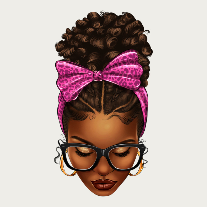 Afro Messy Bun Pink Leopard Bow Zipper Hoodie by texasbilliewilder | Teevron