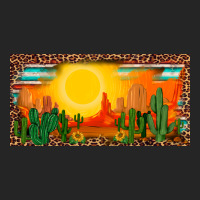 Western  Sunset Cactus Leopard Serape   License Plate Template Premium Hoodie | Teevron