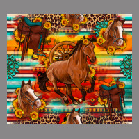 Galloping Horse Serape Sunflowers Turquoise And Saddles Vintage Tee | Teevron