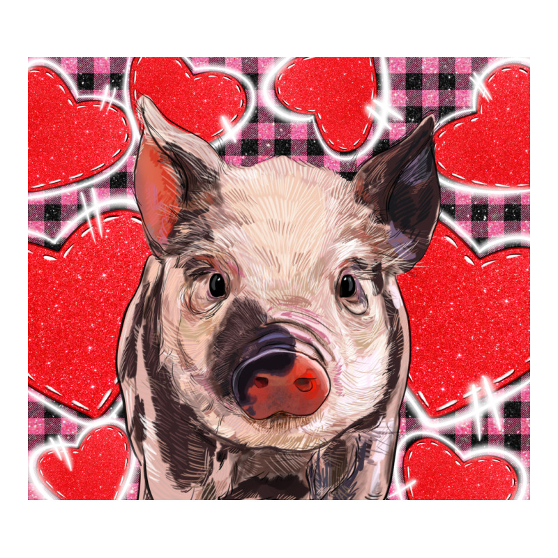 Valentine's Day Glitter Hearts Pig Long Sleeve Tee by BarkalooDesign | Teevron