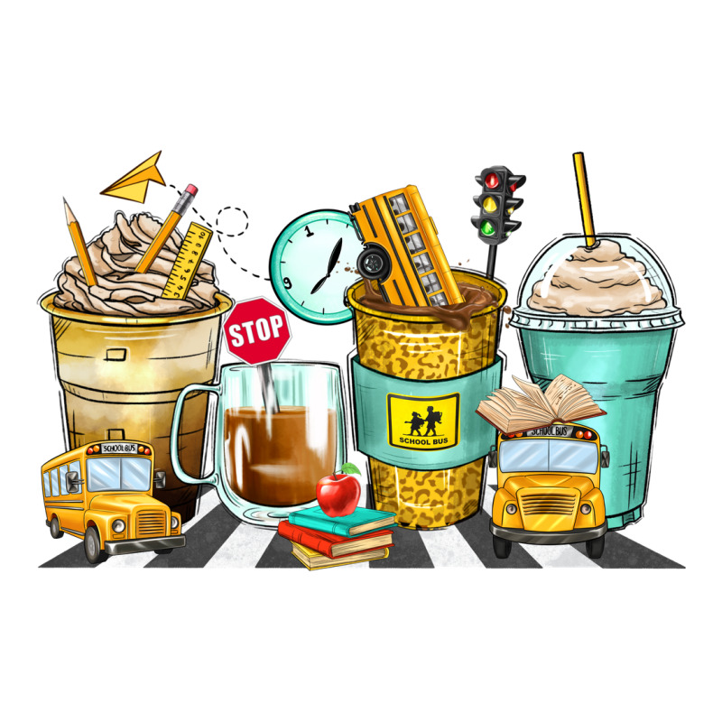 School Bus Coffee Cups Heavyweight Hoodie by Zillion Design Studio | Teevron