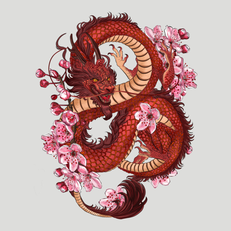 Red Dragon And Sakura Cherry Blossoms Zipper Hoodie by RanaPortraitStore | Teevron