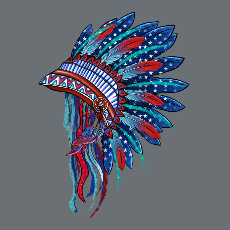 Indian Headdress With American Flag Premium Hoodie by BarkalooDesign | Teevron