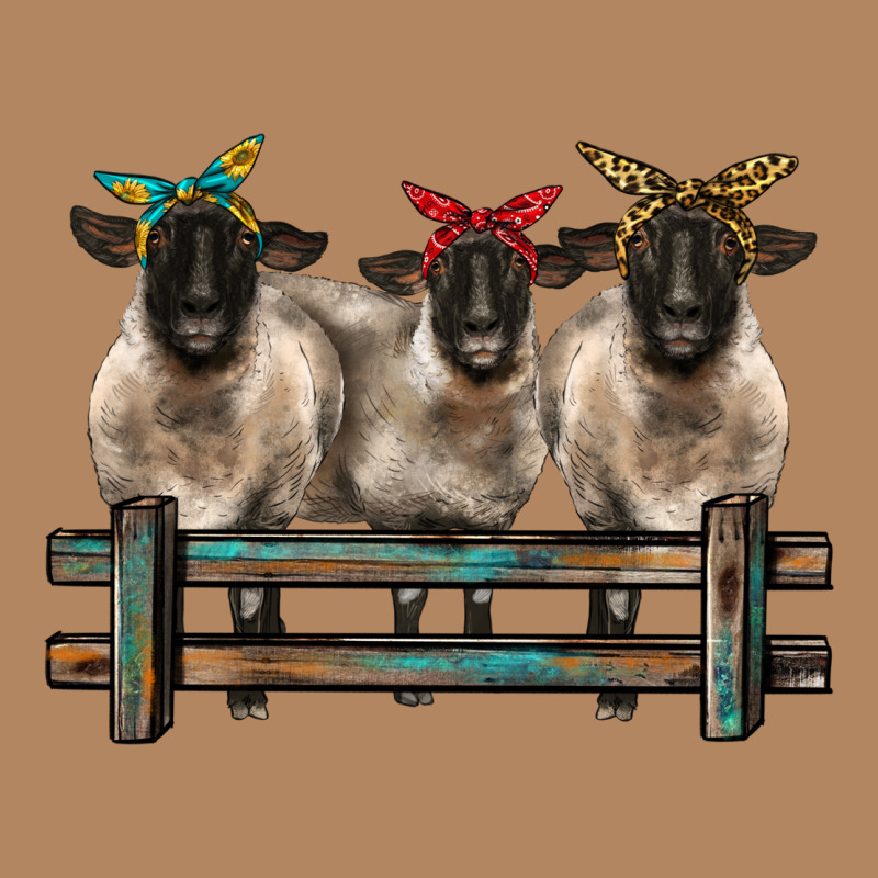 3 Sheeps Suffolk Ewe With Bandanas And Fence Long Sleeve Tee by BarkalooDesign | Teevron