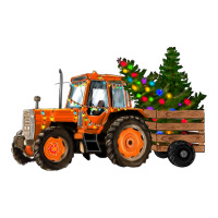 Christmas Orange Farm Tractor Classic Tee | Teevron