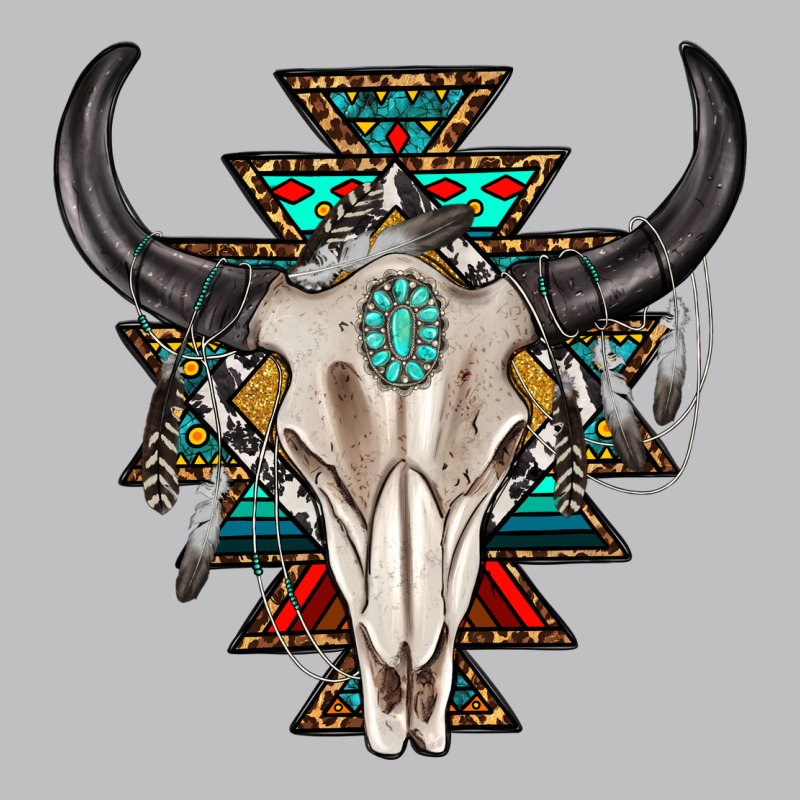 Western Aztec Bull Skull With Gemstone Classic Tee by texasbilliewilder | Teevron