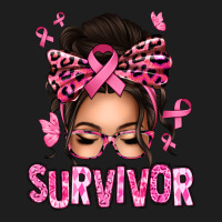 Breast Cancer Survivor Afro Messy Bun Heavyweight Hoodie | Teevron