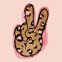 Gold Glitter Pink Leopard Peace Sign Urban Hoodie | Teevron