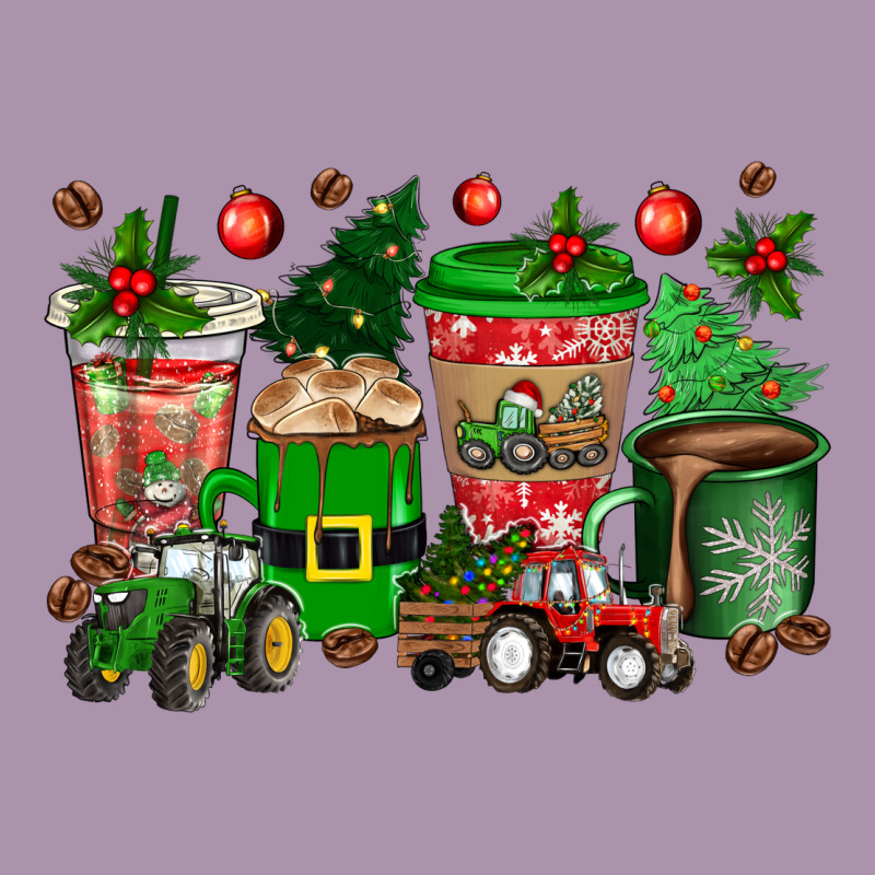 Christmas Tractor Coffee Cups Heavyweight Hoodie by texasbilliewilder | Teevron