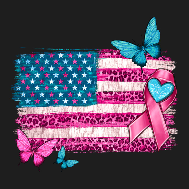 American Flag Breast Cancer With Ribbon Heavyweight Hoodie by texasbilliewilder | Teevron