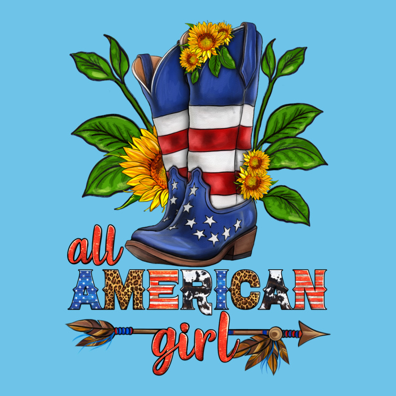 All American Girl Cowboy Boot With Sunflower Premium Sweatshirt by HRA Design Shop | Teevron