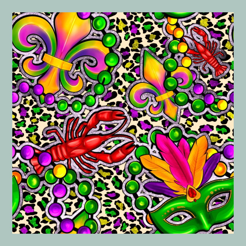 Mardi Gras Crawfish Leopard  Seamless Pattern Premium Sweatshirt by FaDigitalArtStudio | Teevron