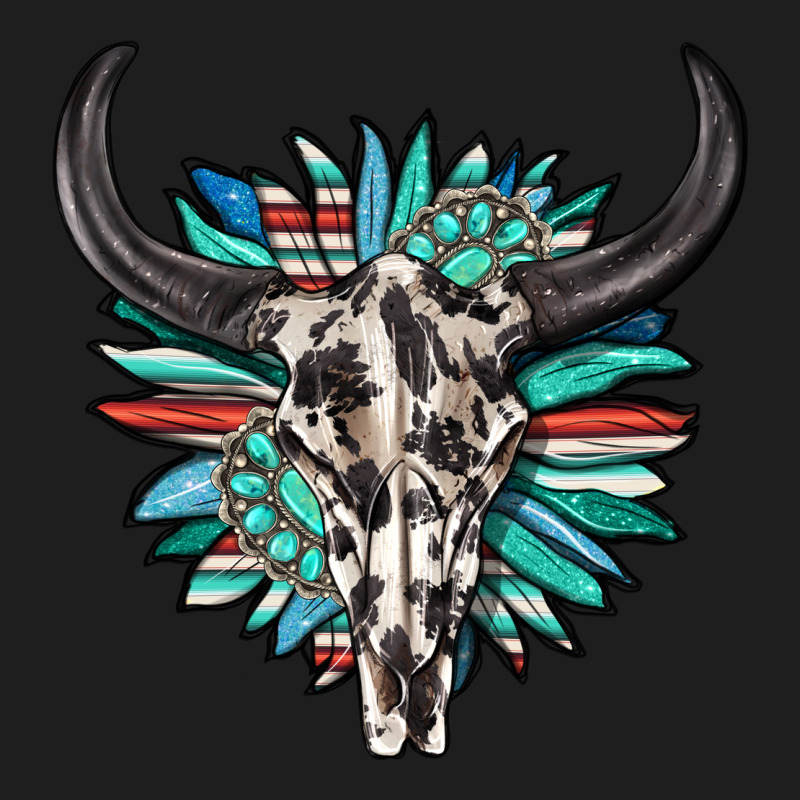 Western Bull Skull With Sunflower And Gemstone Classic Tee by texasbilliewilder | Teevron